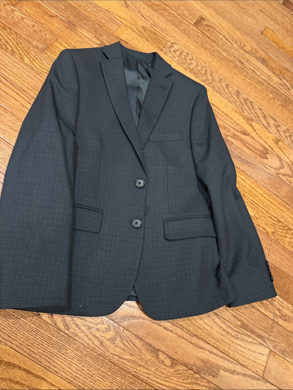 Ralph Lauren Boys Charcoal Subtle-Check Two-Button Blazer